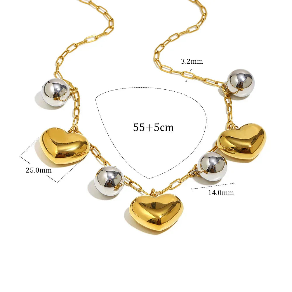 Colar Charme Coração Duplo Banhado a Ouro 18K