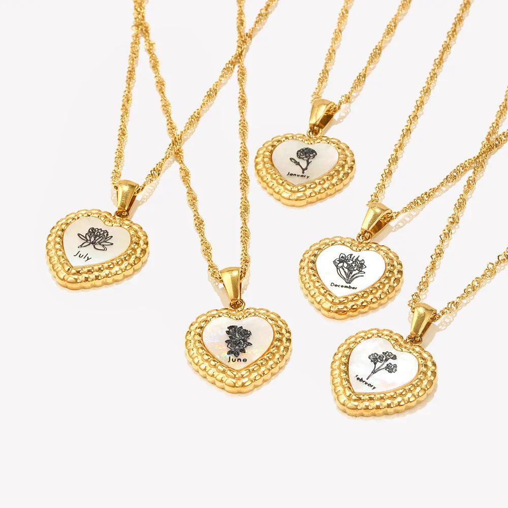 Colar Vintage Coração Flor Aço Inoxidável