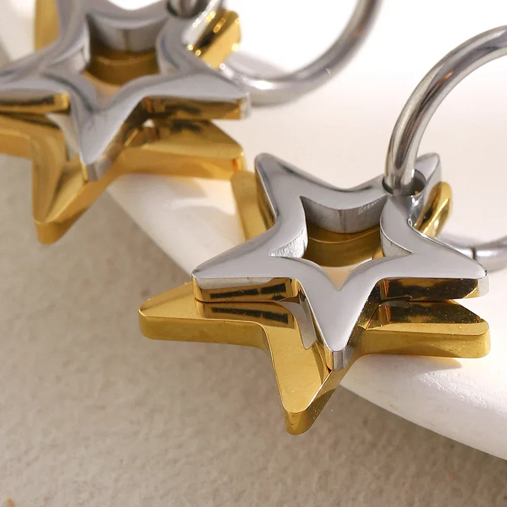 Brincos E.B.belle Dois Tons 18k Ouro Banhado