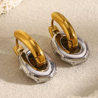 Brincos Oval de Zirconia Banhados a Ouro 18K