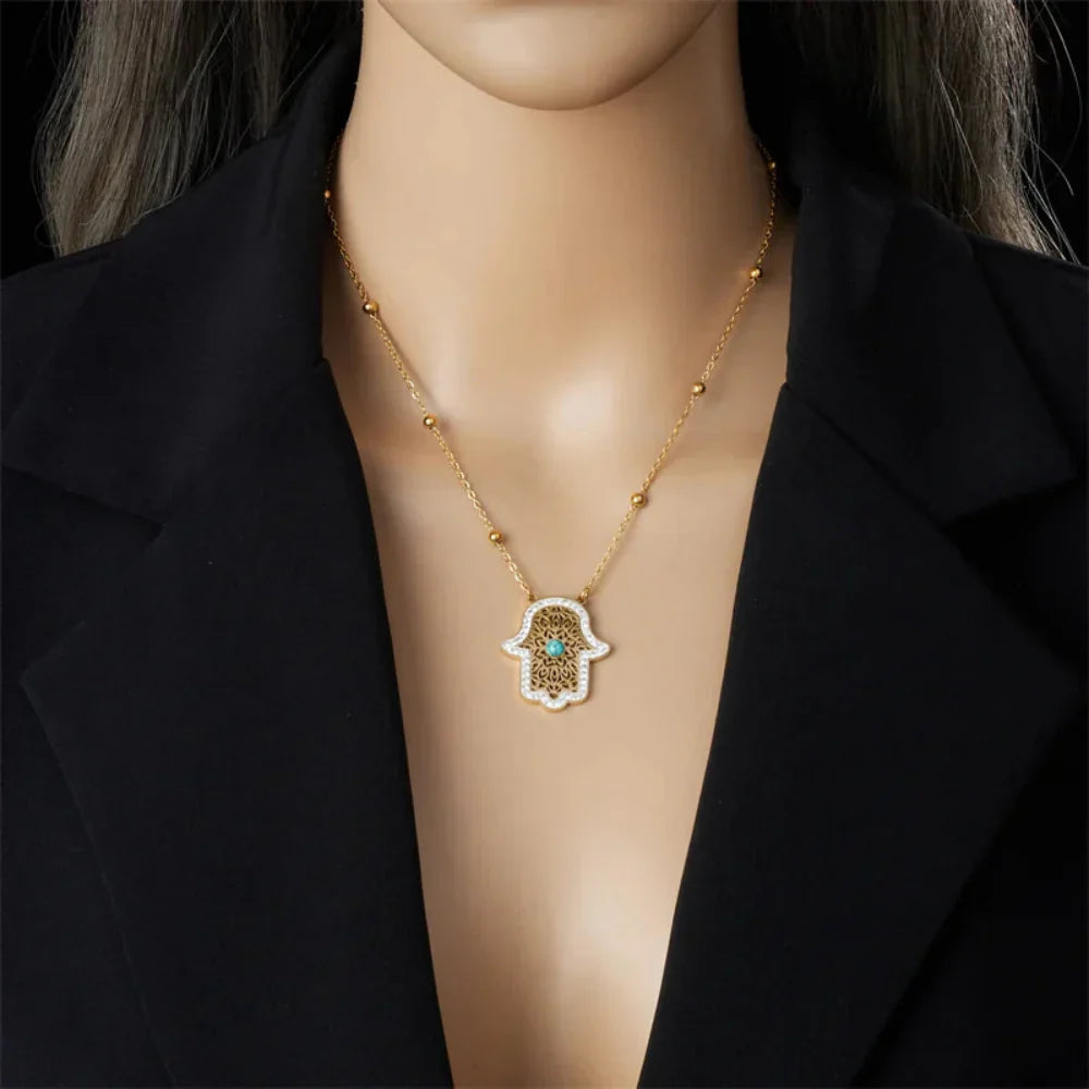 Conjunto de Joias Turquesa em Aço Inoxidável 316L