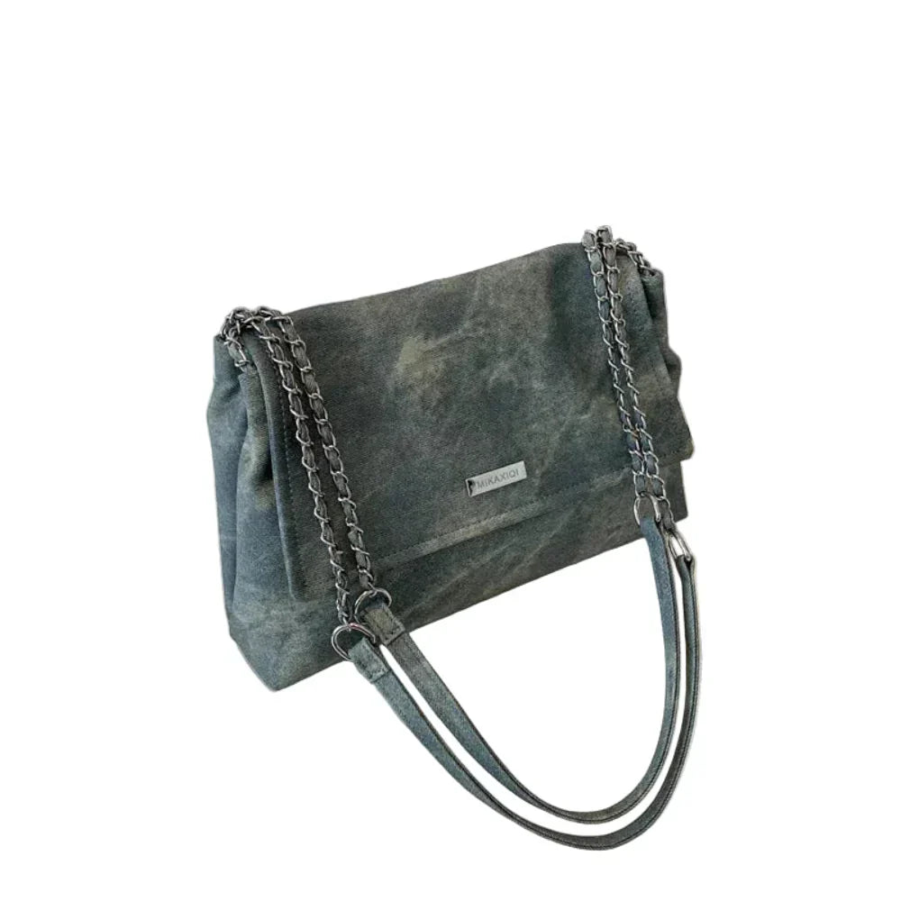 Elegante Bolsa Retro de Couro com Corrente para Mulheres