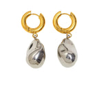 Brinco Argola Luxo com Pingente Duplo Banhado a Ouro 18K