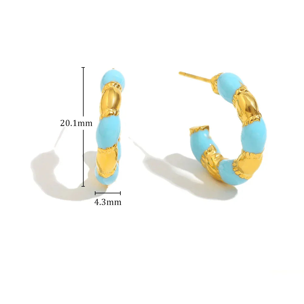 Brinco E.B.belle Gota de Óleo Azul Banhado a Ouro 18K