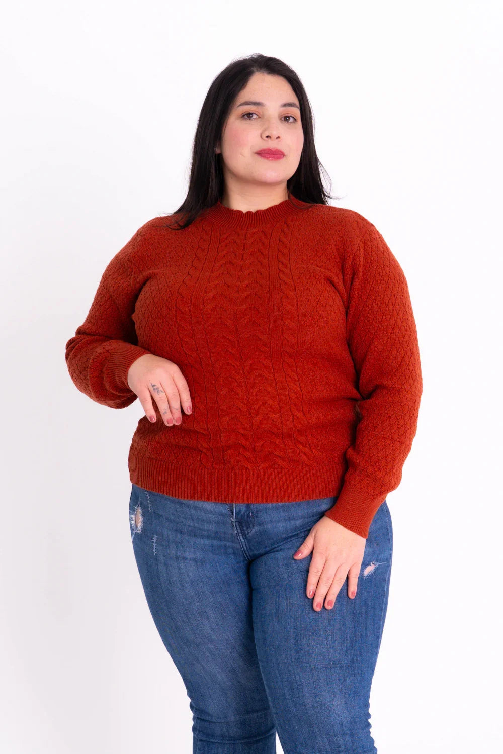 Blusa de Tricot Modal Plus Size com Tranças