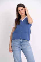 Colete Detalhes Tranças Botões