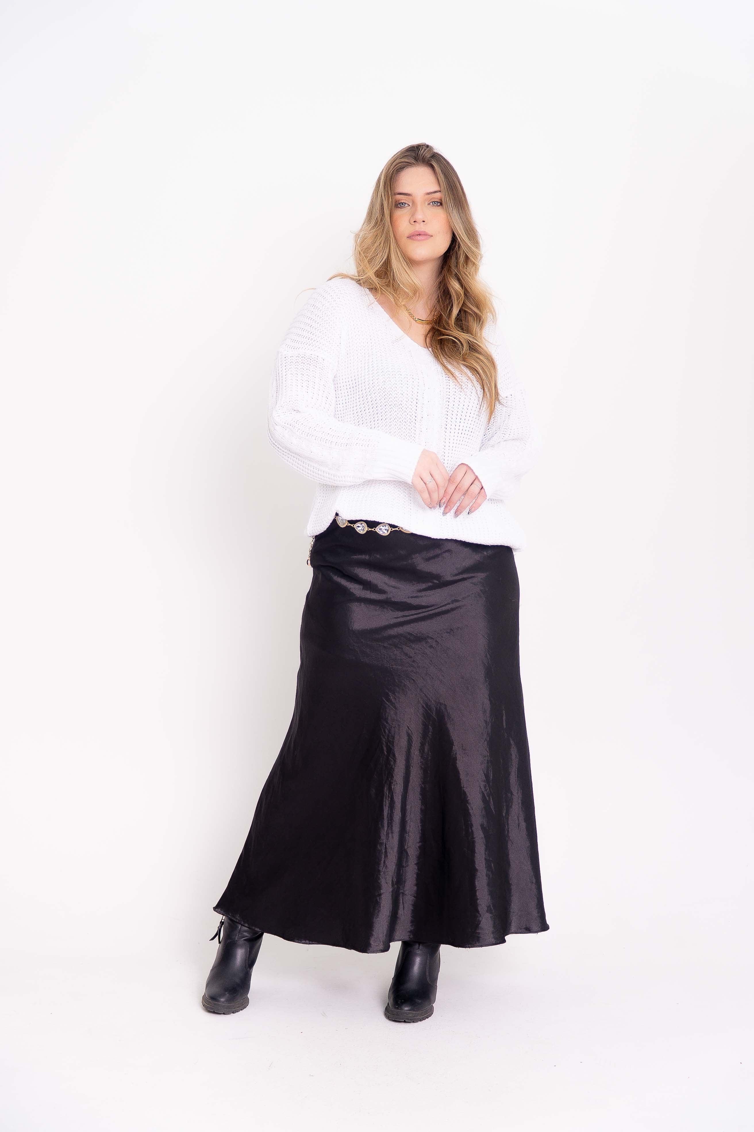 Blusa de Tricot com Decote V