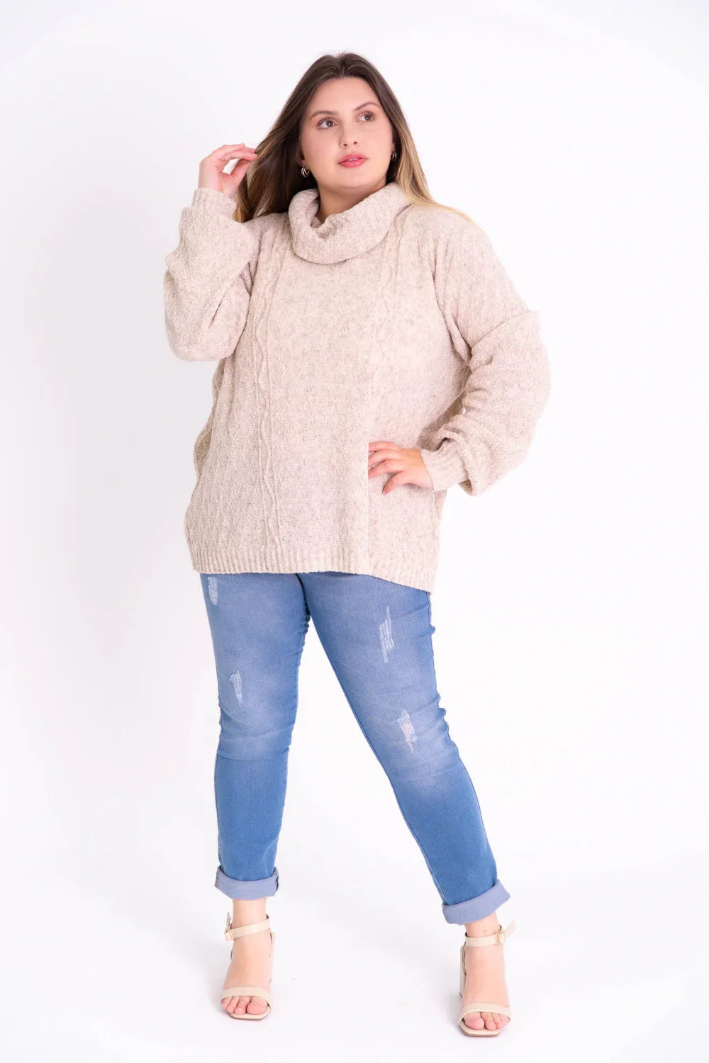 Blusa Plus Size Feminina Gola Alta