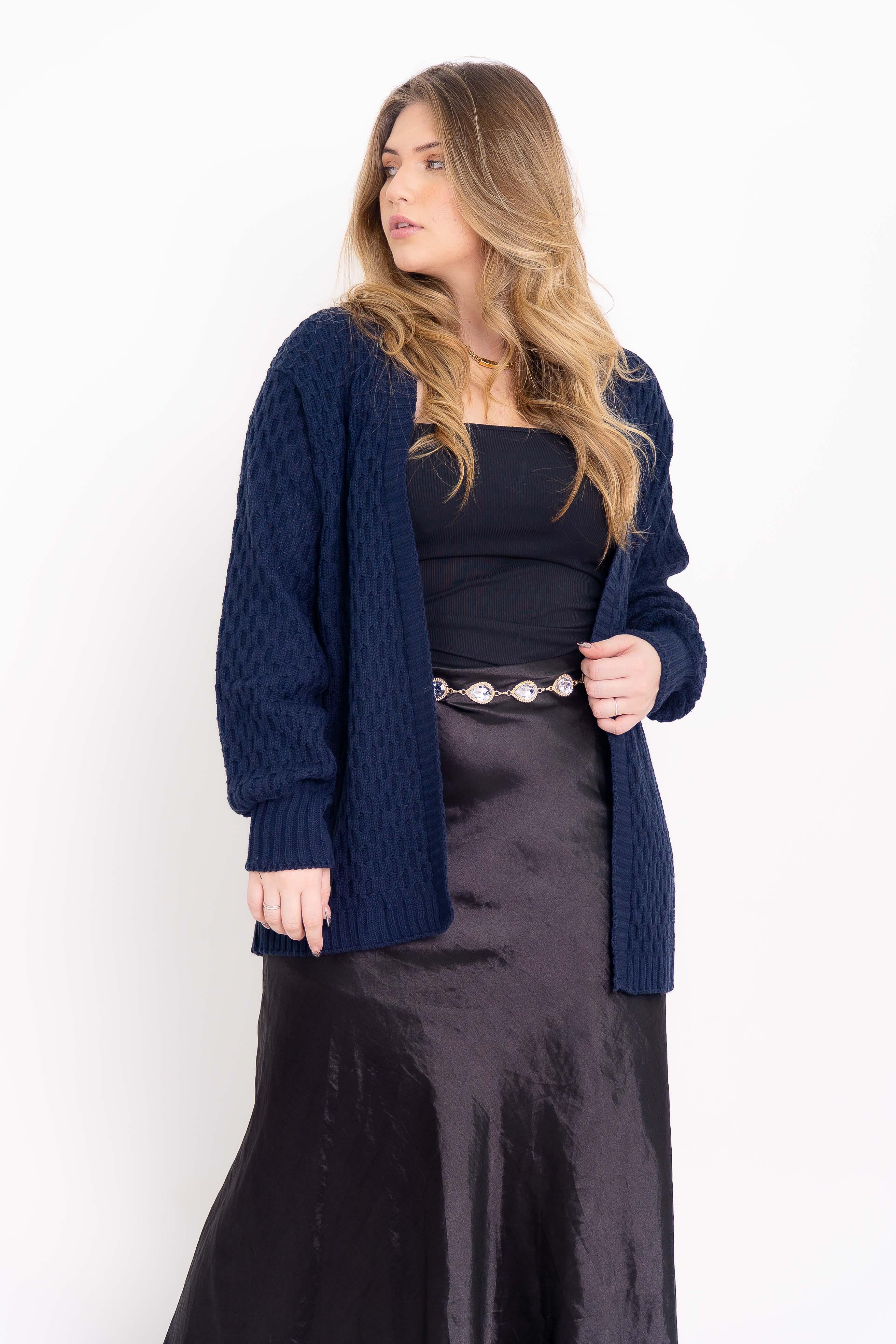 Casaco de Tricot com Ponto Trabalhado