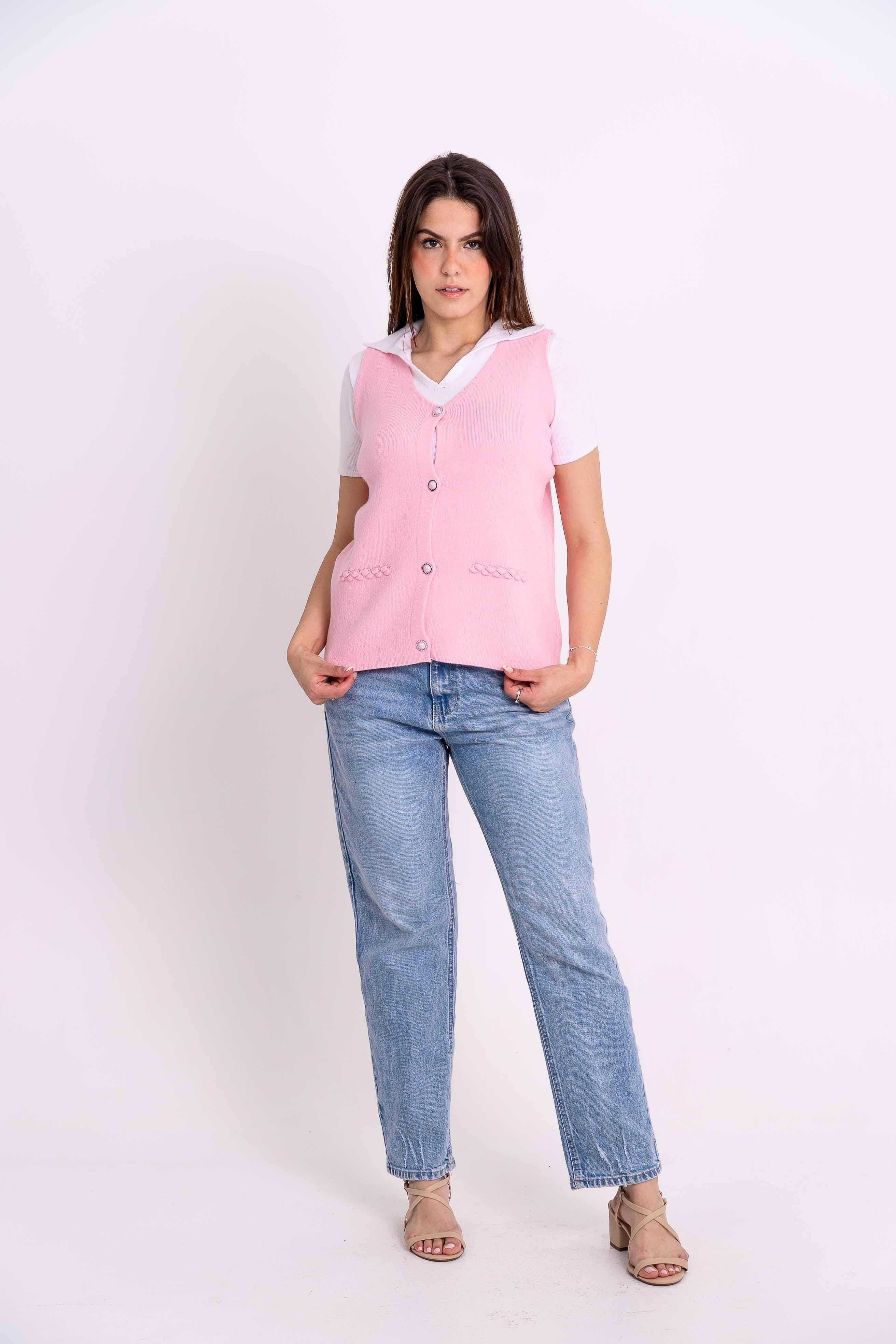 Colete Detalhes Tranças Botões