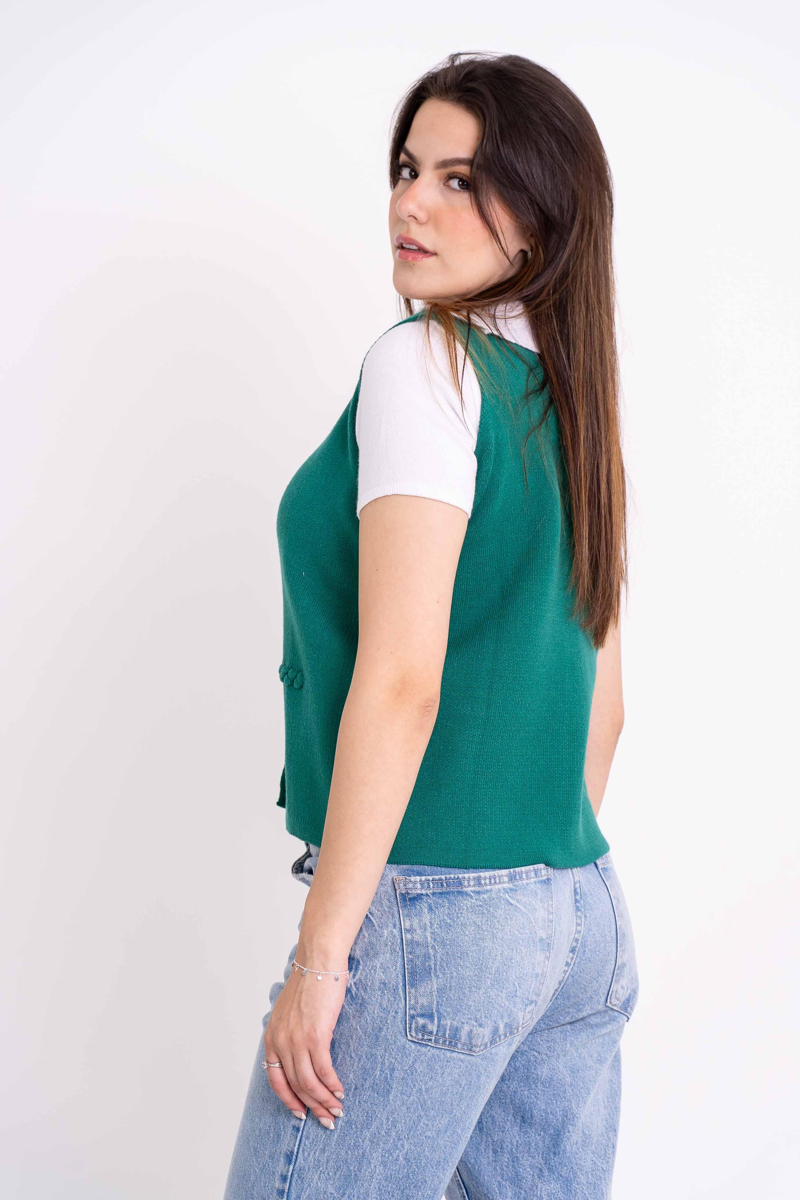 Colete Detalhes Tranças Botões