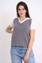 Colete Detalhes Tranças Botões