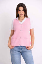 Colete Detalhes Tranças Botões