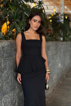 VESTIDO MIDI PEPLUM